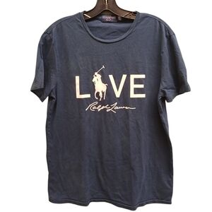Ralph Lauren Pink Pony Navy Graphic Love Tee Size Large